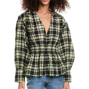 Ganni seersucker blouse NWOT never worn.